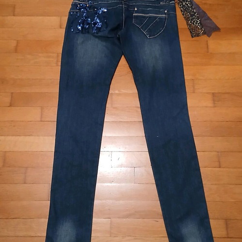 Kiss Miss skinny jeans new with strass embroidery, size 44 (XS)