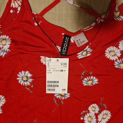 H&M dress new, size 38, red with daisies