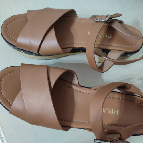 Prada leather sandals used, beige and brown, size 39