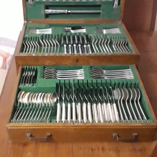 Heritage cutlery set 150 pieces with silver-plated handles and stainless steel