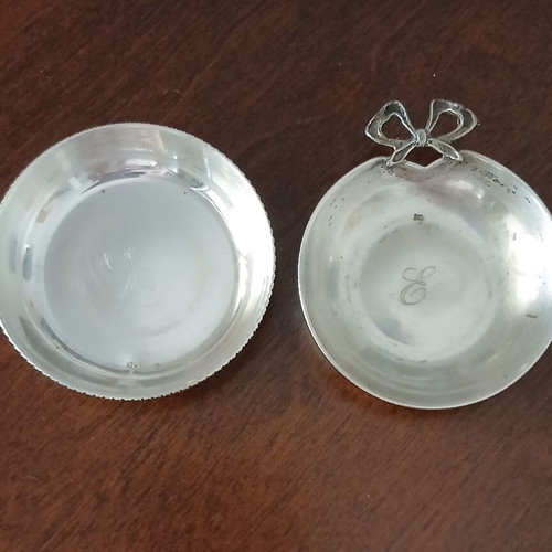 Set of 2 silver 925 decorative vintage small plates