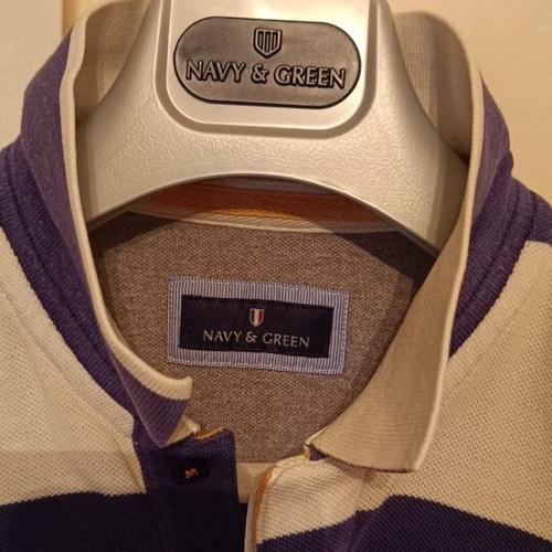 Polo shirt Navy & Green like new, striped, size L