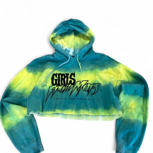 Girls from Mars tie dye cropped hoodie