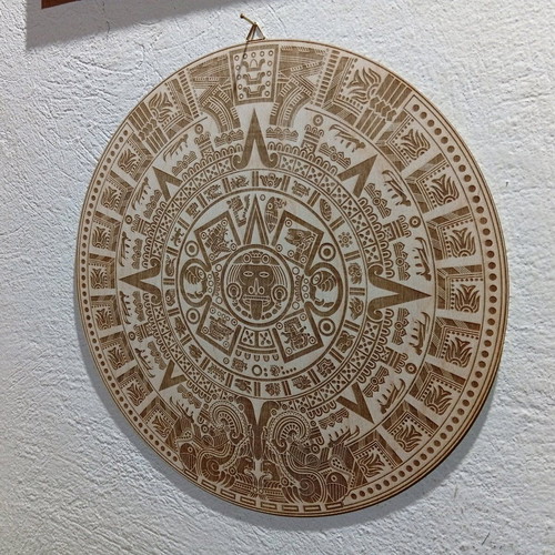 Mayan Sun Calendar wooden cnc laser engraved new