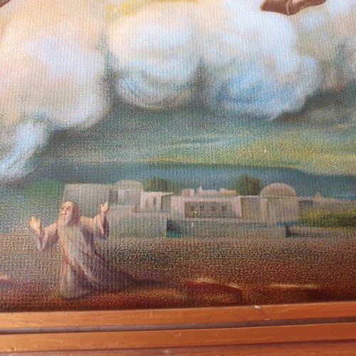 Prophet Elias Lithograph used, old, on chariot