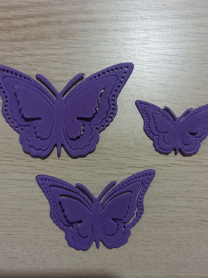 Foam butterflies purple color new, set of 3 pieces