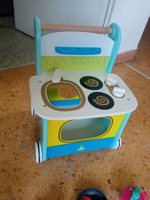 Wooden kitchen with wheels by elc like new