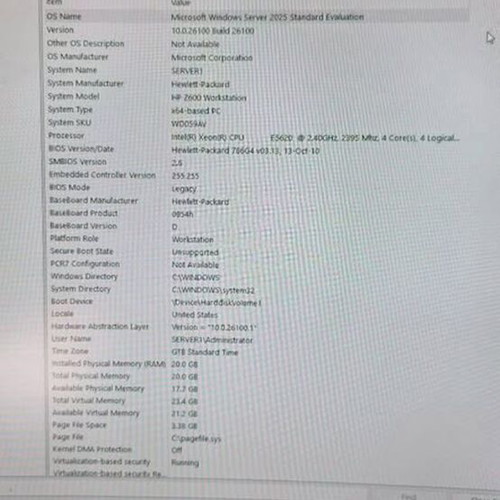 HP Server Z600 used without disks with 6GB RAM