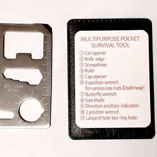 Multipurpose Pocket Survival Tool new, stainless steel, credit card size