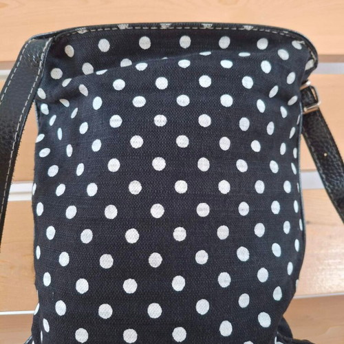 Crossbody bag used, black and white polka dot