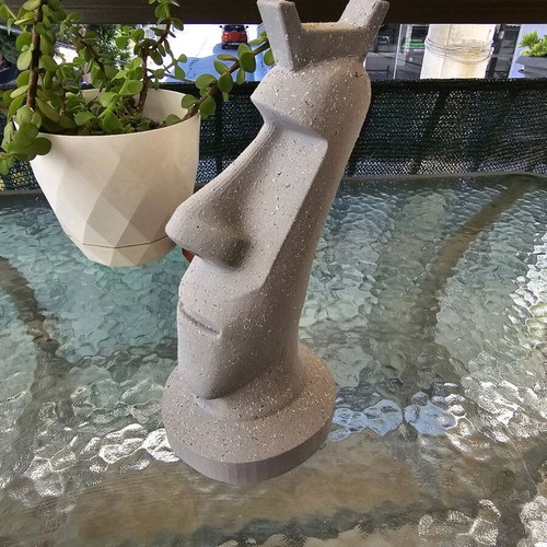 Moai headphones stand painted with stone effect, new