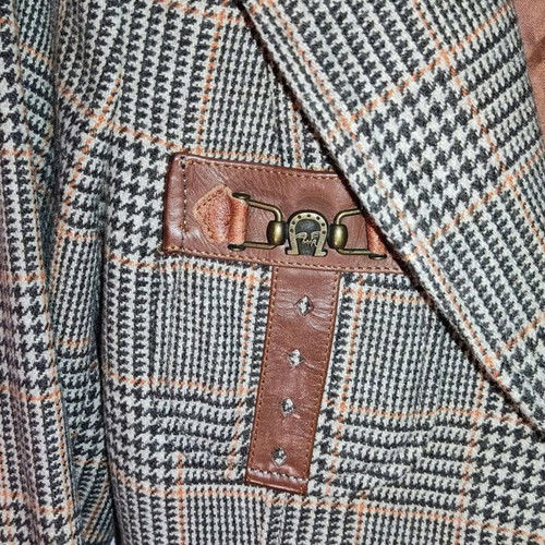 Replay checked jacket used, size small with leather details