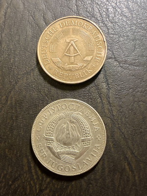 Set of 2 collectible coins from East Germany and Yugoslavia new