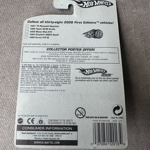 Hot Wheels Alfa Romeo BAT 9 Prototipo new mainline 2005