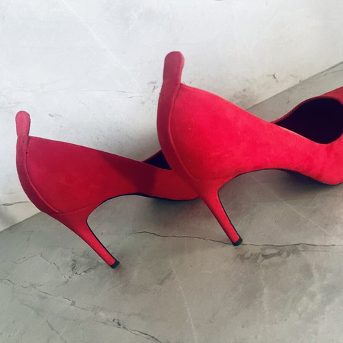 Bershka Red Suede Heels Size 38 New