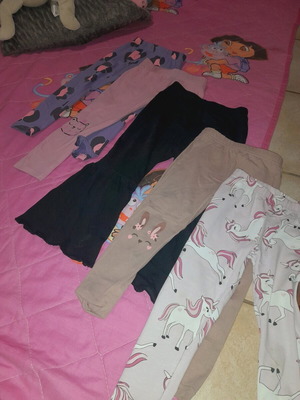 Girls' leggings used, pack of 5 pieces, size 98, one flared pants