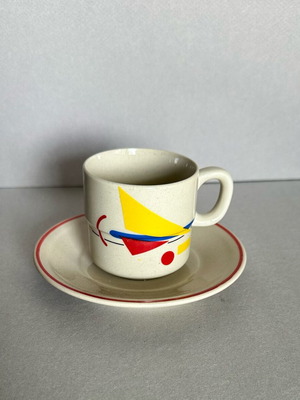 Espresso cup set Suprematist design mid century vintage, like new