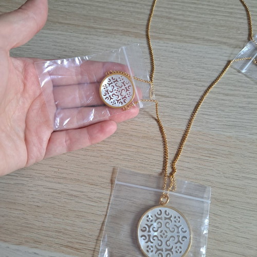 Oxette necklace new stainless steel with Ion Plated Rose Gold and semi-precious stones