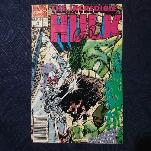 Incredible Hulk #388 used with Peter David signature