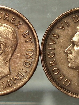 Canada 1 Cent Coin used, George VI 1943-1945