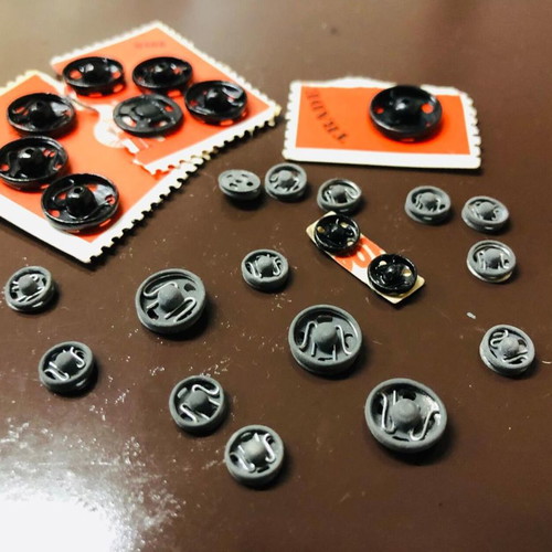 Metal snaps new, pack of 25 pieces, black and gray
