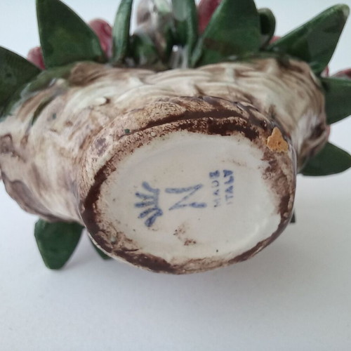 Old ceramic decorative basket figurine like new, handmade Italian