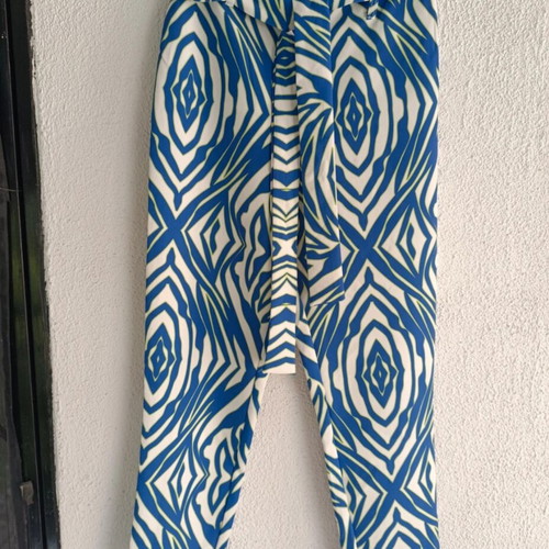 Animal print pants, medium large, blue turquoise