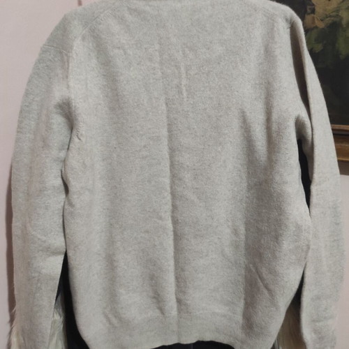 Italian men's beige pullover made of merino wool, cashmere and silk like new, size S-M