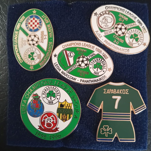 Panathinaikos 1995-1996 Champions League pin set of 5