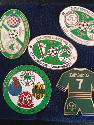 Panathinaikos 1995-1996 Champions League pin set of 5