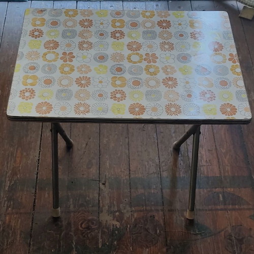 Vintage folding table with Flower Power formica, 1970s