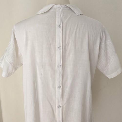 Vintage blouse with back buttons, size L, used, white cotton