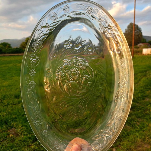 Glass serving platter Crystal Creal new