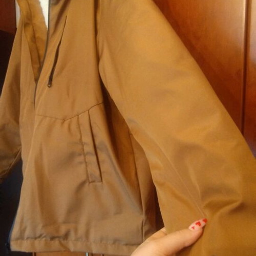 Brown waterproof jacket with lining and hood like new, XXL