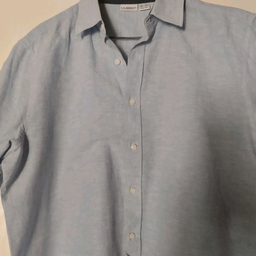Livergy linen short sleeve shirt size M turquoise like new