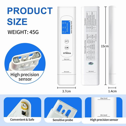6-in-1 Digital Water Quality Tester new, professional drinking water analyzer