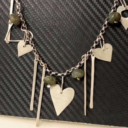 Silver 925 gold-plated necklace with mineral stones like new