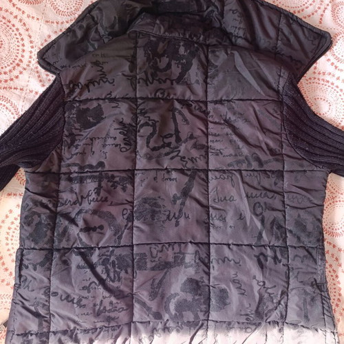 Women's jacket black with knitted sleeves used, Small-Medium