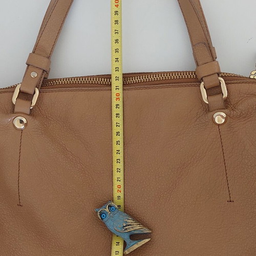 Nicoli leather women's handbag used, beige, large size