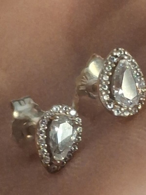 Pandora stud earrings drop shape with crystal and zircon stones, like new