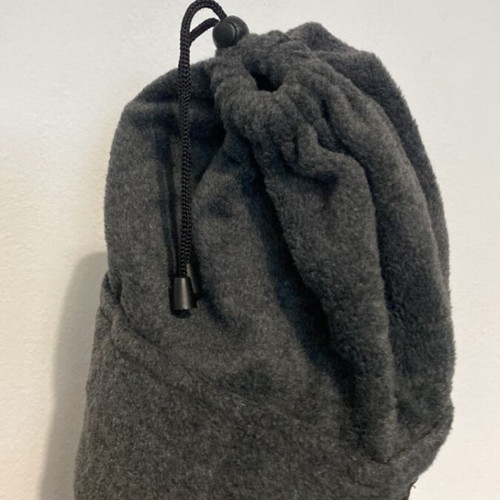 Gray knit cap like new with opening for ponytail