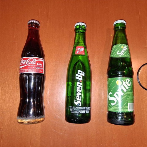 Coca Cola, 7up, Sprite glass bottles 1992-1994, sealed