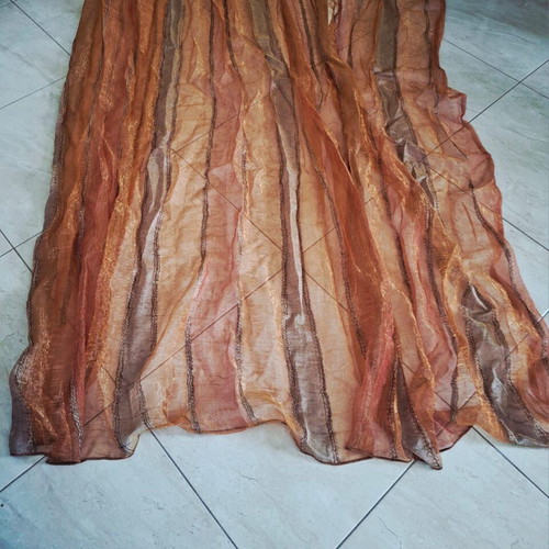 Organza curtain in earthy orange tones