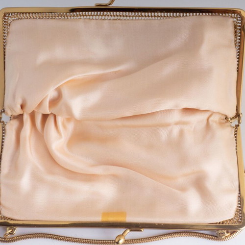 Vintage Whiting & Davis Style Gold Metal Mesh Evening Bag used