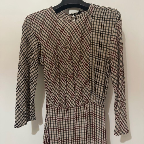 Zara checked dress new, size XS, white and red