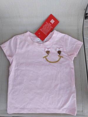 Girls' T-shirt new with smile and eyes design, 2 years, 92 cm, pink
