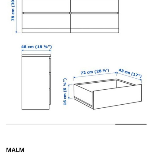 Malm dresser Ikea like new with 6 drawers