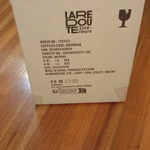 La Redoute wall light glass and wood lamp new
