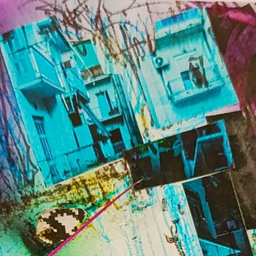Modern art collage print "Abuse" signed