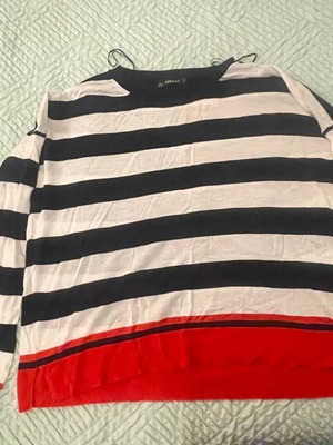 Zara striped long-sleeve blouse like new with orange details